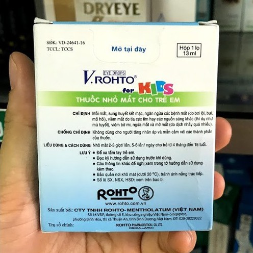 Nước Nhỏ Mắt V.Rohto For Kids 13ml - Giảm Mỏi Mắt, Đỏ Mắt, Ngứa Mắt