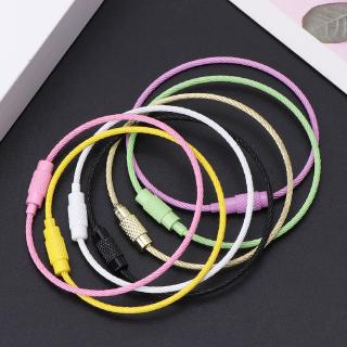 J❥ Full Color Stainless Steel Wire Keychain Cable Key Ring Chain Outdoor EDC Luggage Tag Loop Rope