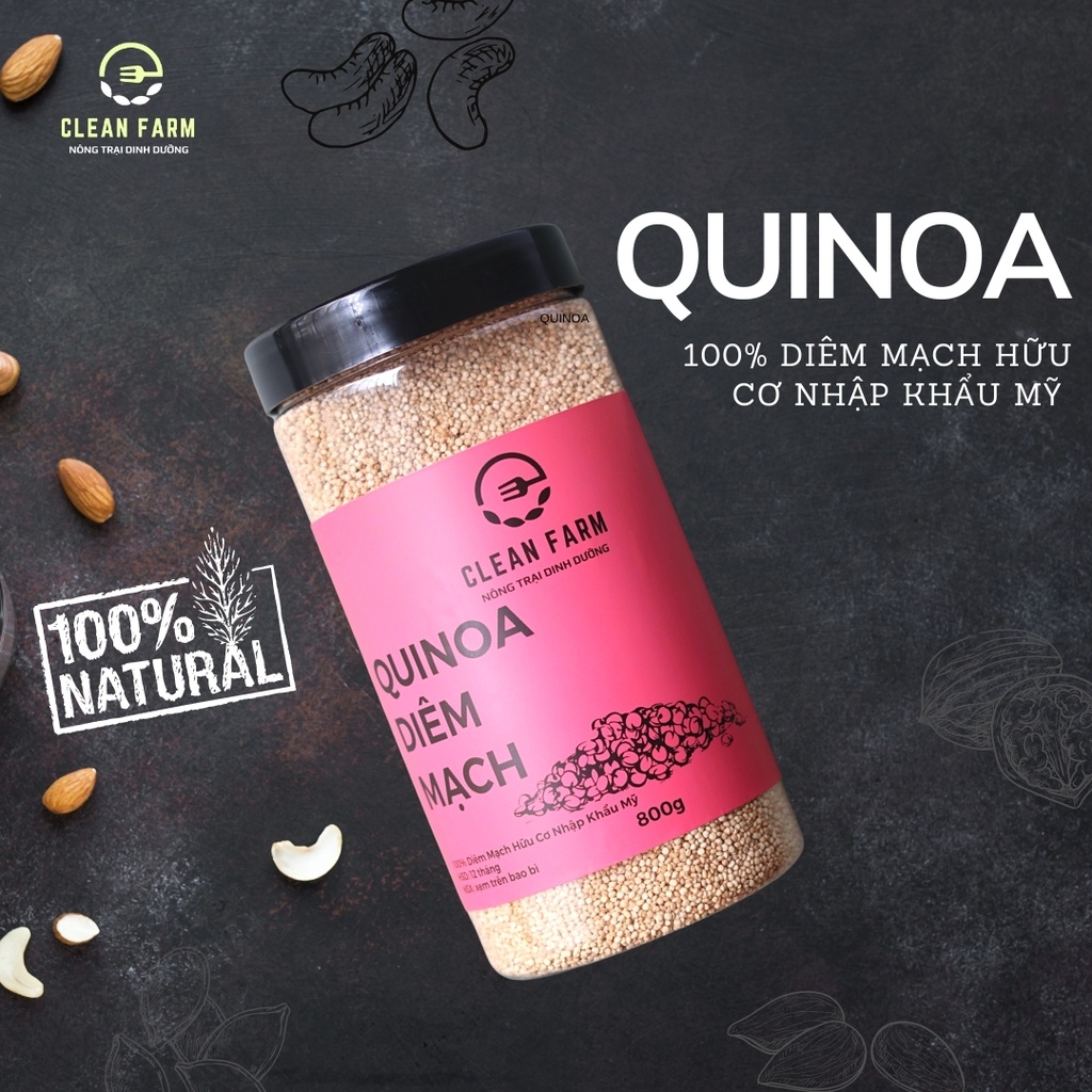 Diêm Mạch Quinoa CLEAN FARM Nhập Khẩu Mỹ - Diêm Mạch trắng phù hợp Eat Clean, giàu chất xơ, hỗ trợ giảm cân lành mạnh