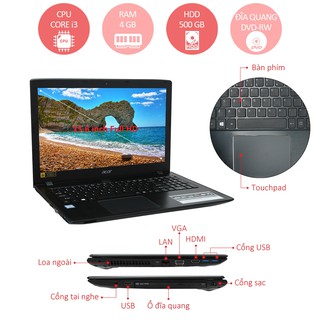 Laptop ACer ASPIRE E5-575-32AB (CORE I3/RAM 4GB/HD GRAPHICS)