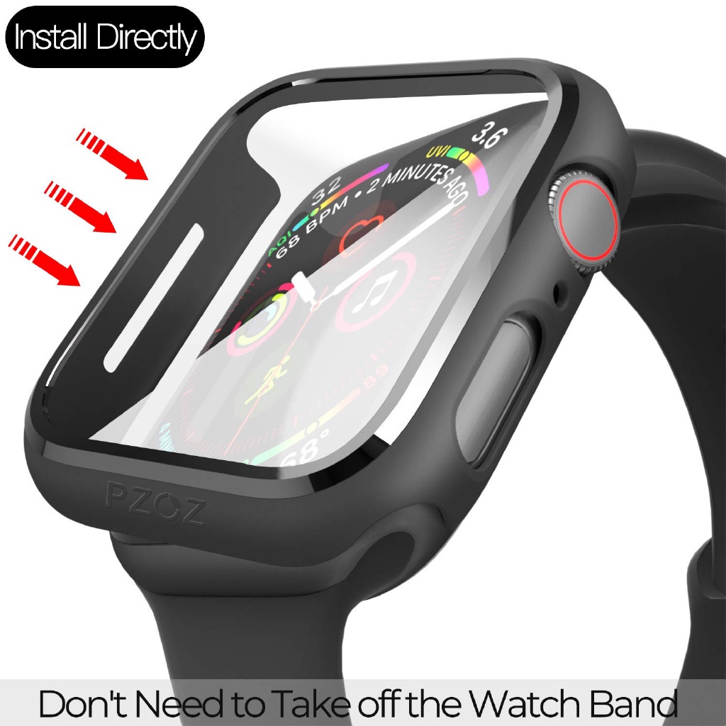 Ốp bảo vệ bằng PC cứng kèm kính cường lực chống trầy xước thích hợp cho Apple Watch iwatch Series 7 41mm 45mm