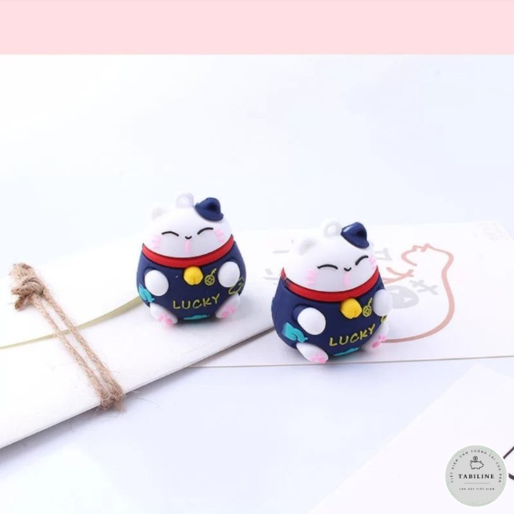 Móc khoá hình 3d mèo thần tài may mắn cute TABILINE nhựa PVC mềm cao cấp MK01