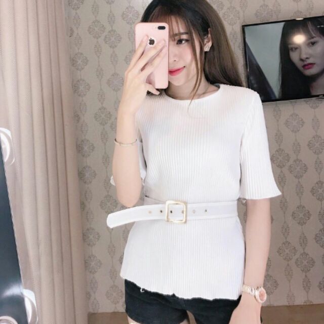 Áo dập ly kèm belt