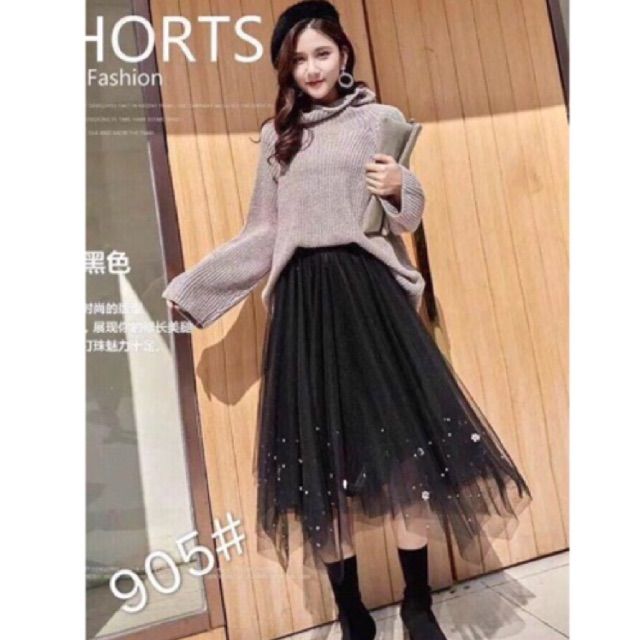 Chân váy xòe nữ - Chân váy xòe tua rua - Chân váy tầng