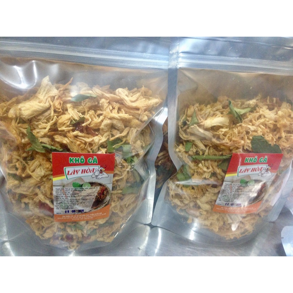 500gr Khô gà lá chanh cay Giòn Lày Hoà bịch zipper 500g