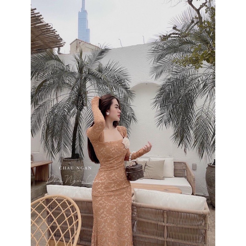 ĐẦM TAY DÀI ĐUÔI CÁ CÀI HOA