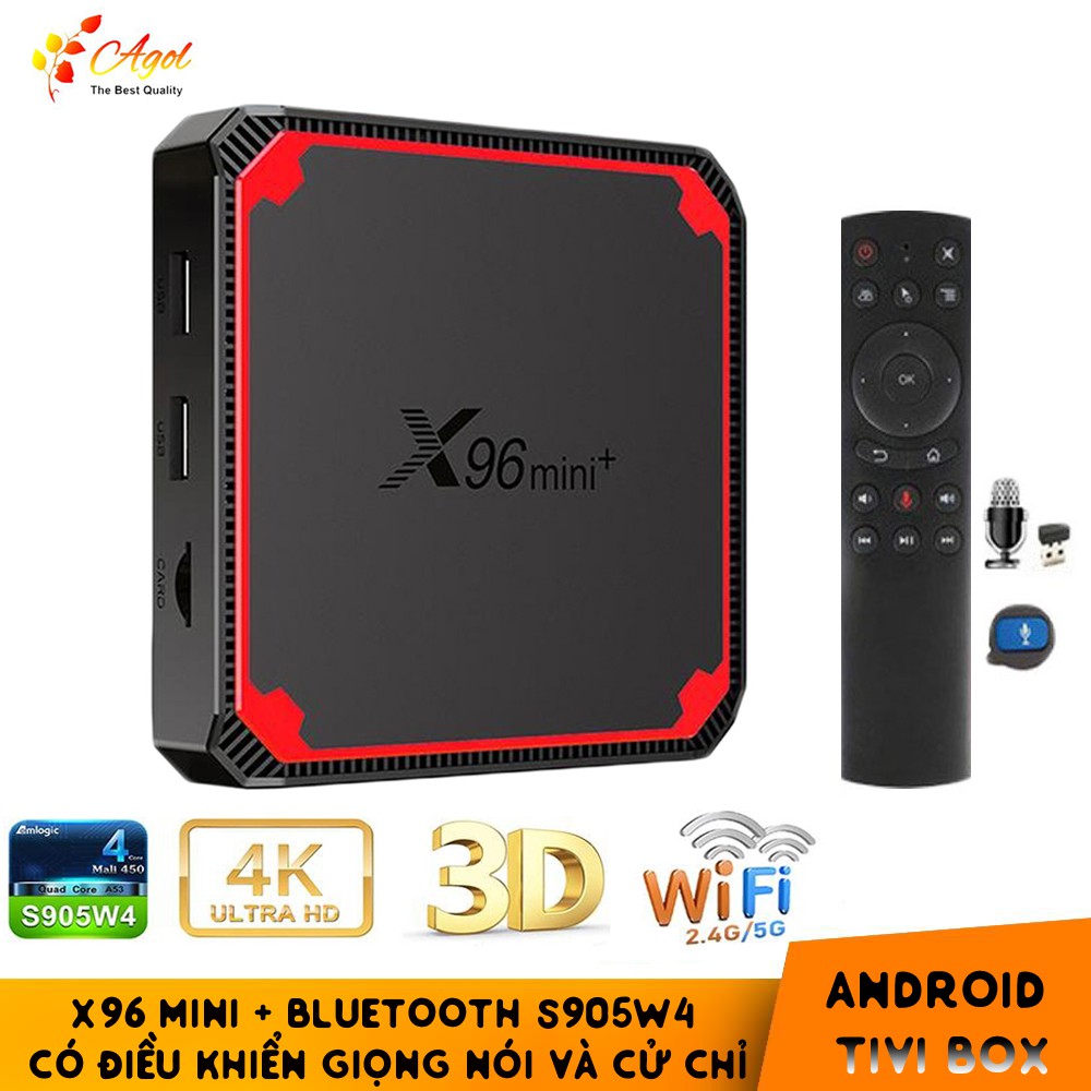 Android TV Box X96 mini plus mới S905W4 bluetooth, Có bộ điều khiển giọng nói tiếng Việt cài sẵn các ứng dụng giải trí