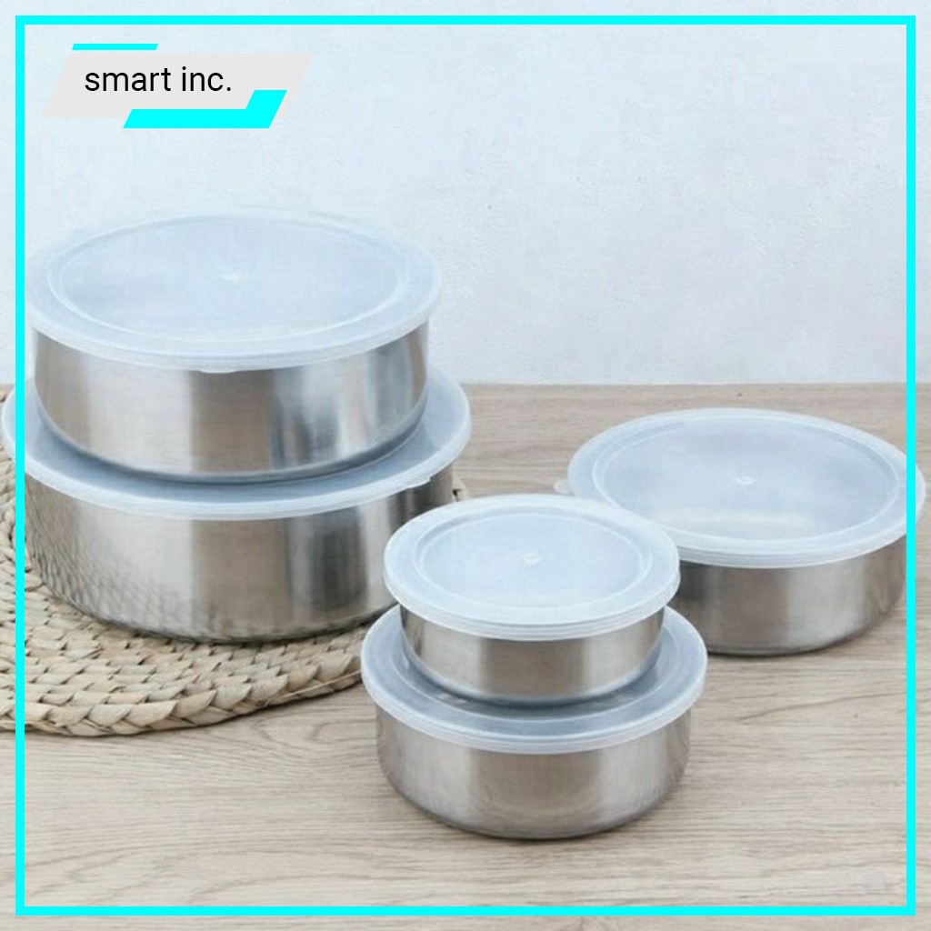 Bát Inox Cách Nhiệt Có Nắp Đậy Nhựa Silicon Đựng Thức Ăn 👄FREESHIP👄 Bộ Tô Thố Xứng Inox Để Tủ Lạnh Nhà Bếp Không Gỉ Rỉ