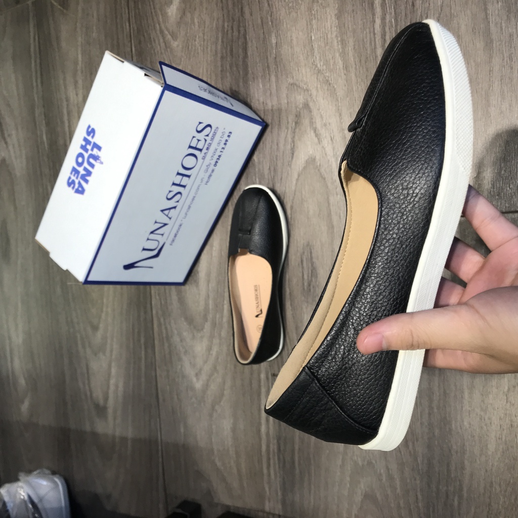 Giày Slip on nữ mềm Lunashoes 70302 giày lười nữ mũi tròn da thật bảo hành 2 năm 1 đổi 1 dễ đi êm chân dễ phối đồ