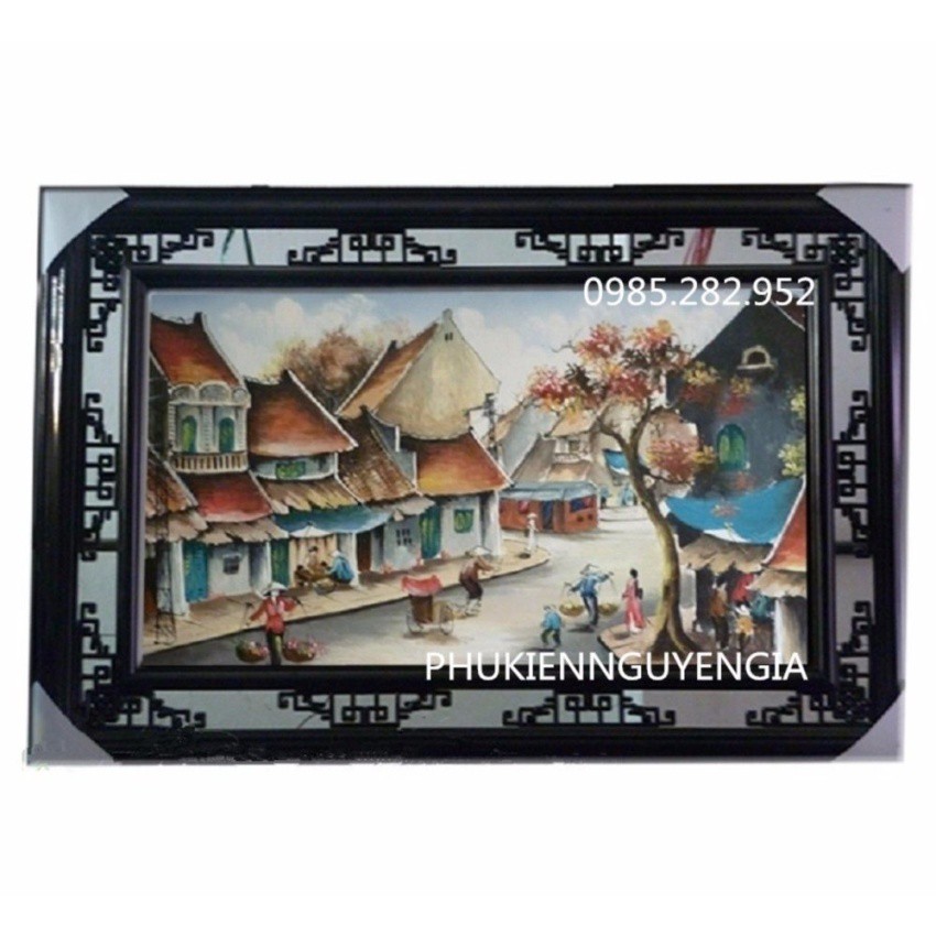 Tranh sứ Bát Tràng phố cổ hà nội - rộng 65cm - dài 100cm 11399