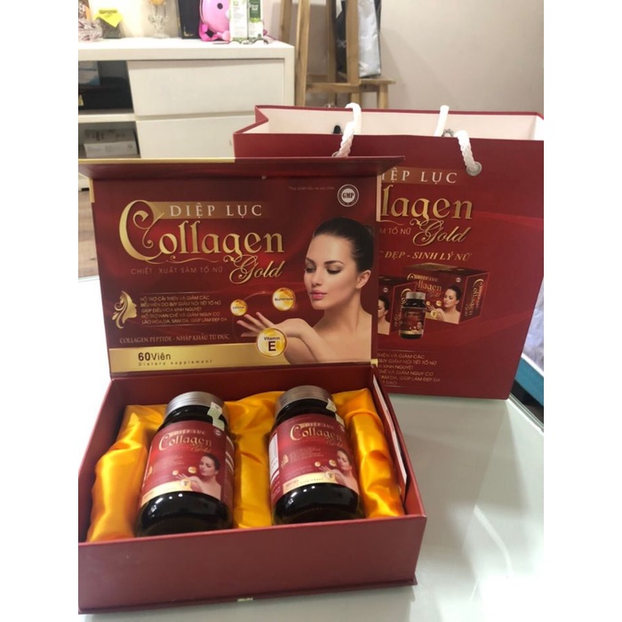 Viên uống Diệp Lục Collagen Gold chiết xuất sâm tố nữ  có tem chính hãng