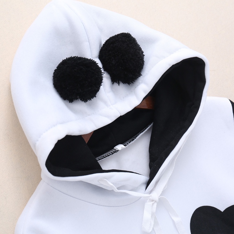 Áo Hoodie Hóa Trang Gấu Trúc Màu Trắng Đen Đáng Yêu Cho Nữ