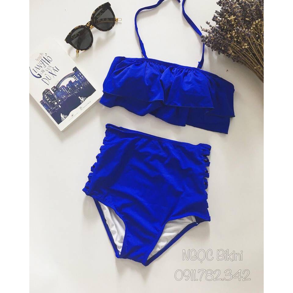 Bikini hai mảnh đẹp bèo đen 4 màu giá rẻ mặc đi biển ( Ảnh chụp thật)