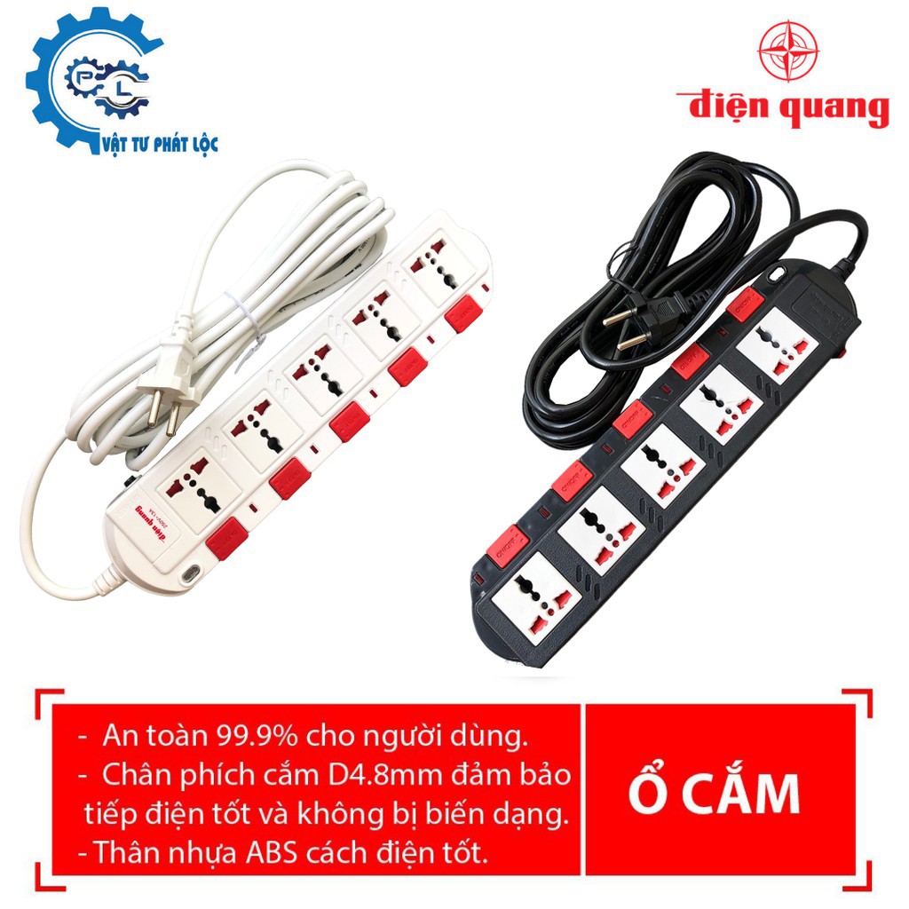 Ổ cắm điện Điện Quang - Ổ điện 2 lỗ - 3 lỗ - 4 lỗ - 5 lỗ - 6 lỗ - 8 lỗ - Ổ điện dài 2m/5m