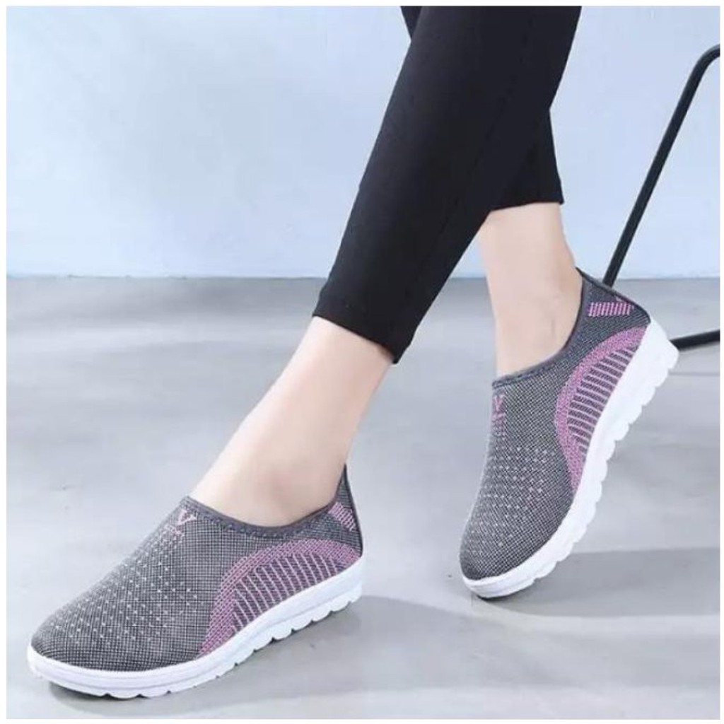 Giay Lười Nữ Giay Ship On Phong Cach Thời Trang Em Chan Thoang Khi Mau Ghi Chữ V Size 36 đến 40 Shopee Việt Nam