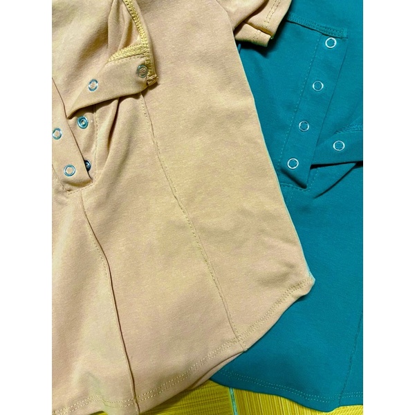 Áo thun borip núc bấm chiết eo tay ngắn