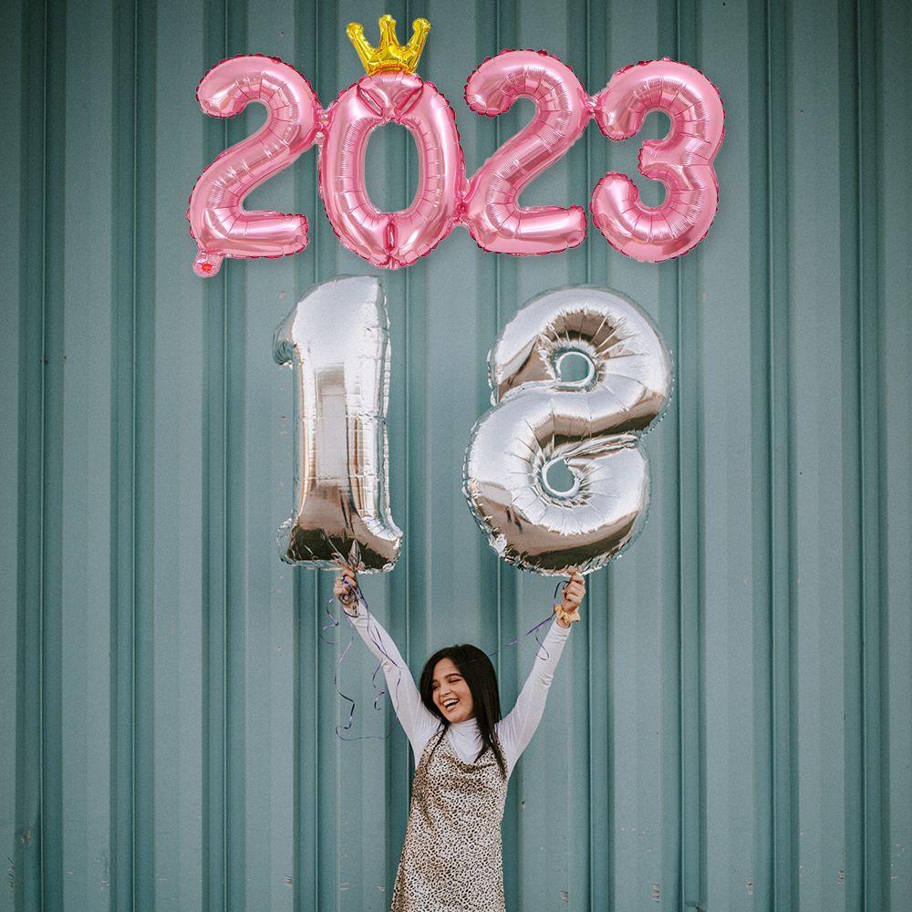 Set 10 Bong Bóng Hình Số 16 Inches 2023 Trang Trí Tiệc Mừng Năm Mới