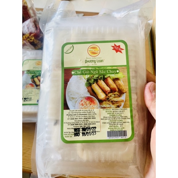500g CUỐN CHẢ GIÒ CHAY NGŨ SẮC( hộp 30 cuốn)