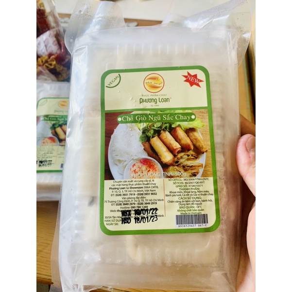 500g CUỐN CHẢ GIÒ CHAY NGŨ SẮC( hộp 30 cuốn)