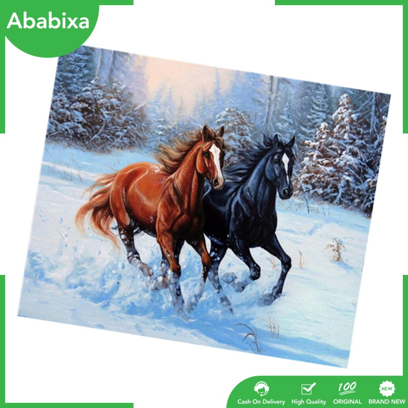 Tranh Thêu Chữ Thập Đính Đá 5d Tự Làm Hình Ngựa Con