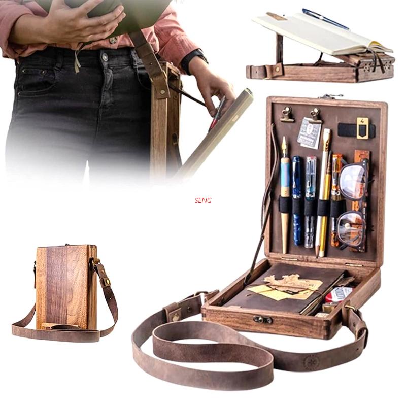 Seng Hộp Gỗ Đựng Cọ Vẽ Kiểu Retro Ốp