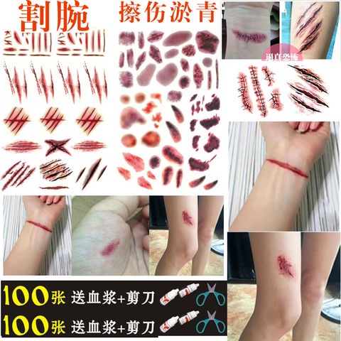 (Hàng Có Sẵn) Hình Xăm Dán Vết Thương Giả Hóa Trang Halloween Kinh Dị plasma]