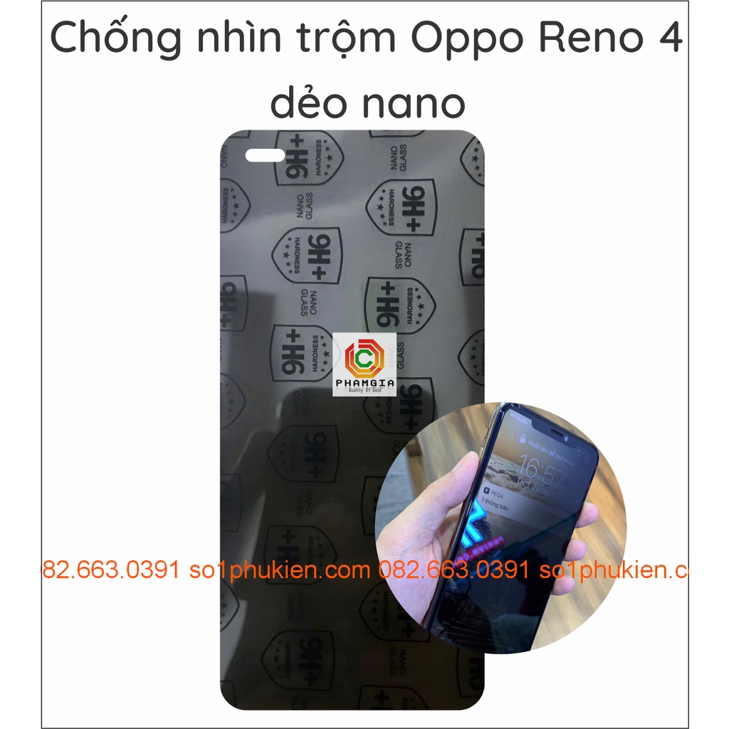 Dán cường lực chống nhìn trộm Oppo Reno 4 dẻo siêu bền chống vỡ