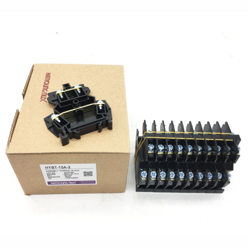 HanYoung nux 10 Cầu đấu dây - Domino 2 tầng 15A HYBT-15A-2 HYBT-15A2, combo 10 cái
