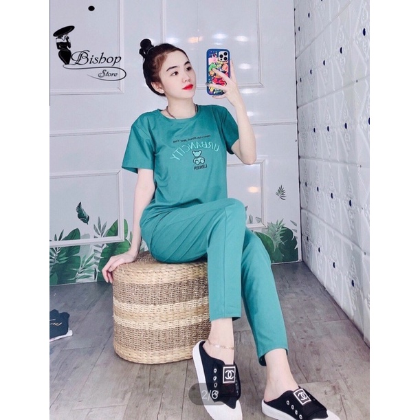 [3 SIZE 45-65KG TÙY CHIỀU CAO] ĐỒ BỘ THUN DÀI THÊU CON GẤU THỜI TRANG CHẤT THUN MỀM MỊN CO GIÃN 4 CHIỀU