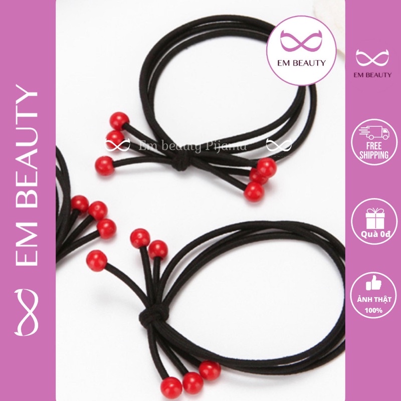 Dây buộc tóc siêu rẻ cho nữ hình hạt cherry đỏ đáng yêu dây buộc tóc cho bé độc đáo tiện dụng