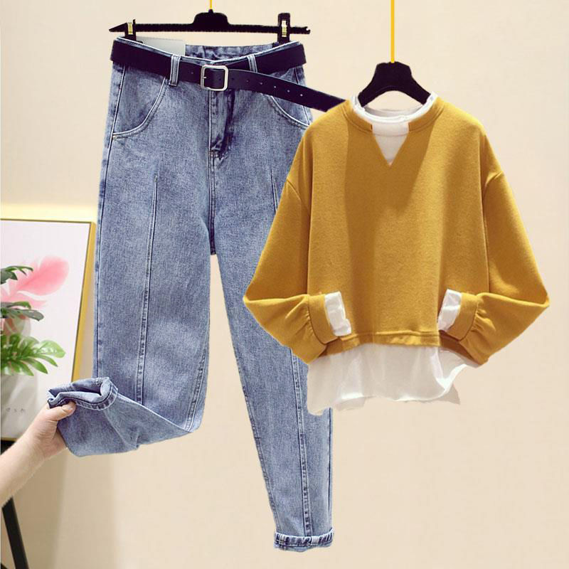 Áo Hoodie Nữ Phối Quần Jean Lưng Cao Thời Trang Mùa Thu 2020