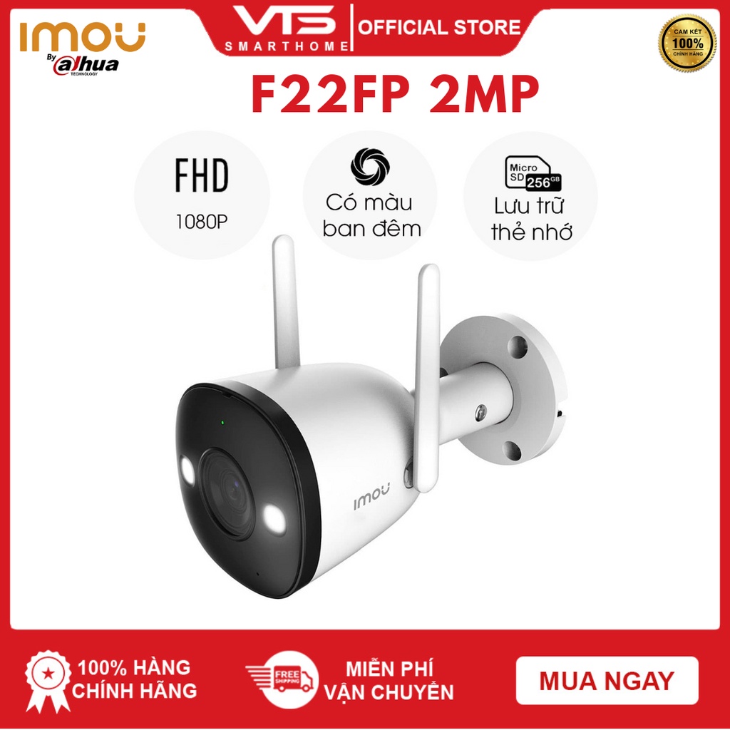 Camera IP 2M WiFi  IMOU F22FP-D Ngoài Trời Bullet 2C 1080P FullHD MÀU BAN ĐÊM - VTS Smarthome