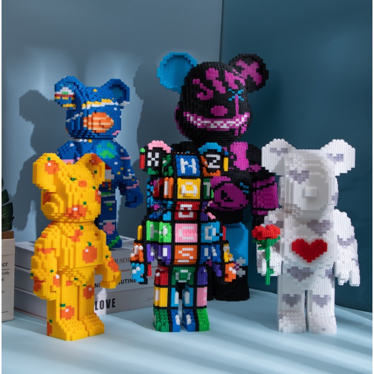 [Có sẵn - 35cm] Lego Bearbrick - Đồ Chơi Lắp Ráp Mô Hình 3D Gấu Bearbrick 35cm