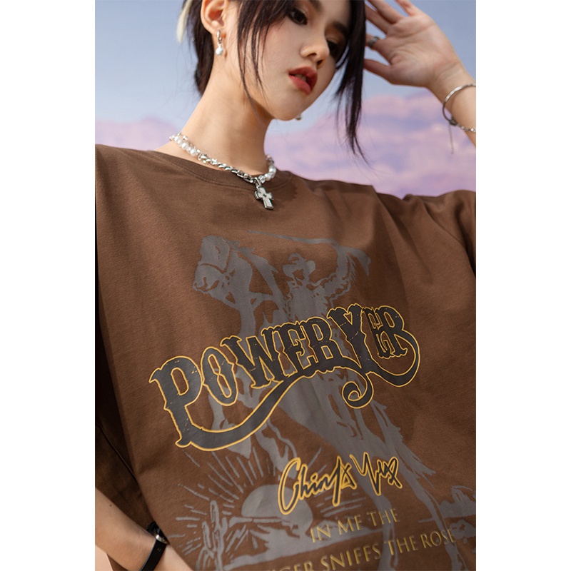 NRVP Áo thun cổ tròn oversize thời trang Hàn Quốc 2022 cho nữ