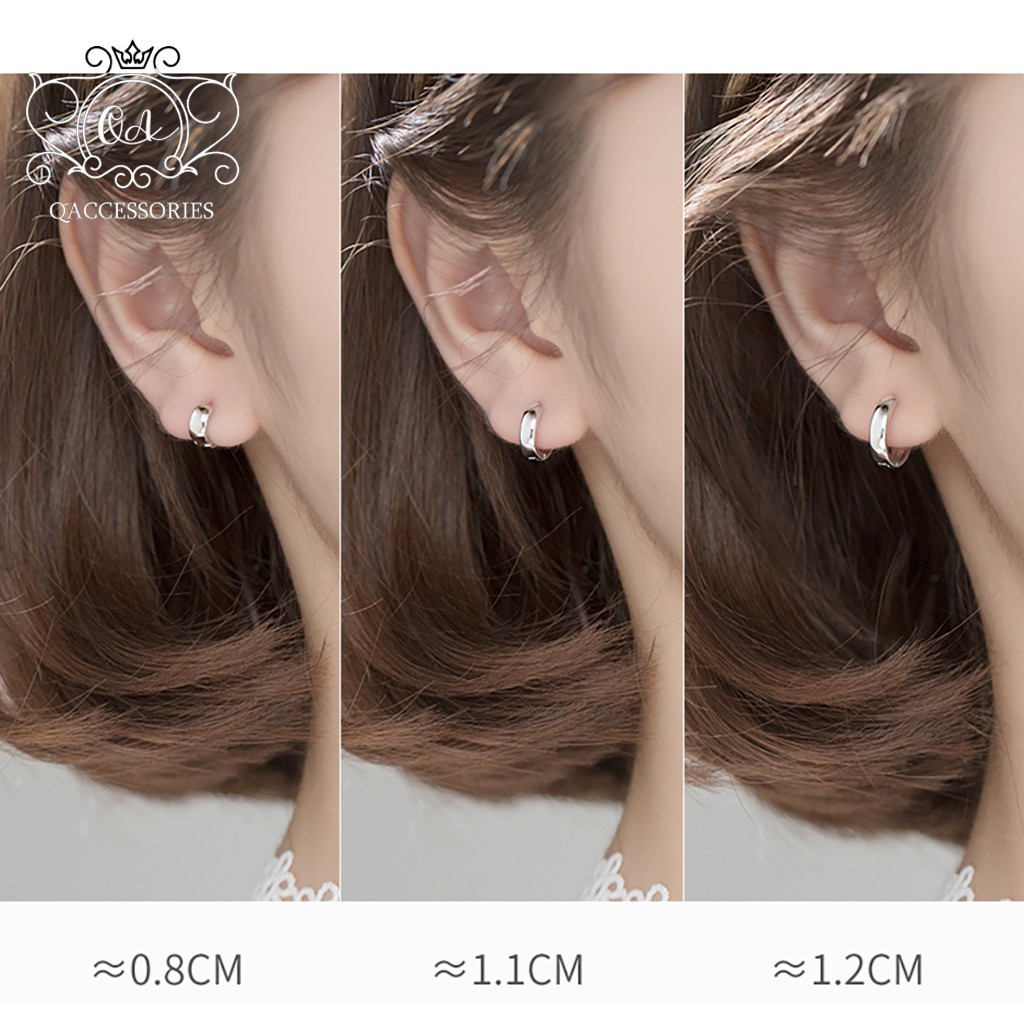 Khuyên tai bạc 925 nam nữ tròn dày bản to chốt lẫy bông tối giản S925 HOOP Silver Earrings QA SILVER EA210206