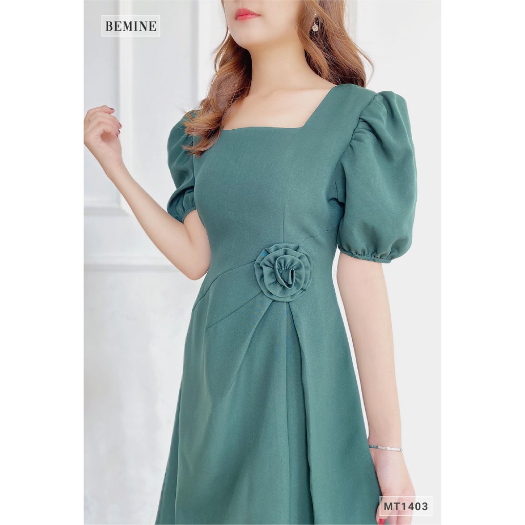 [Mã WABRWA15 giảm 15% đơn 300K] Đầm cổ vuông eo gắn bông BEMINE MT1403REU | BigBuy360 - bigbuy360.vn