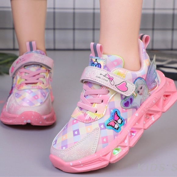 Giày thể thao công chúa Elsa có đèn cho bé gái 2-9 tuổi