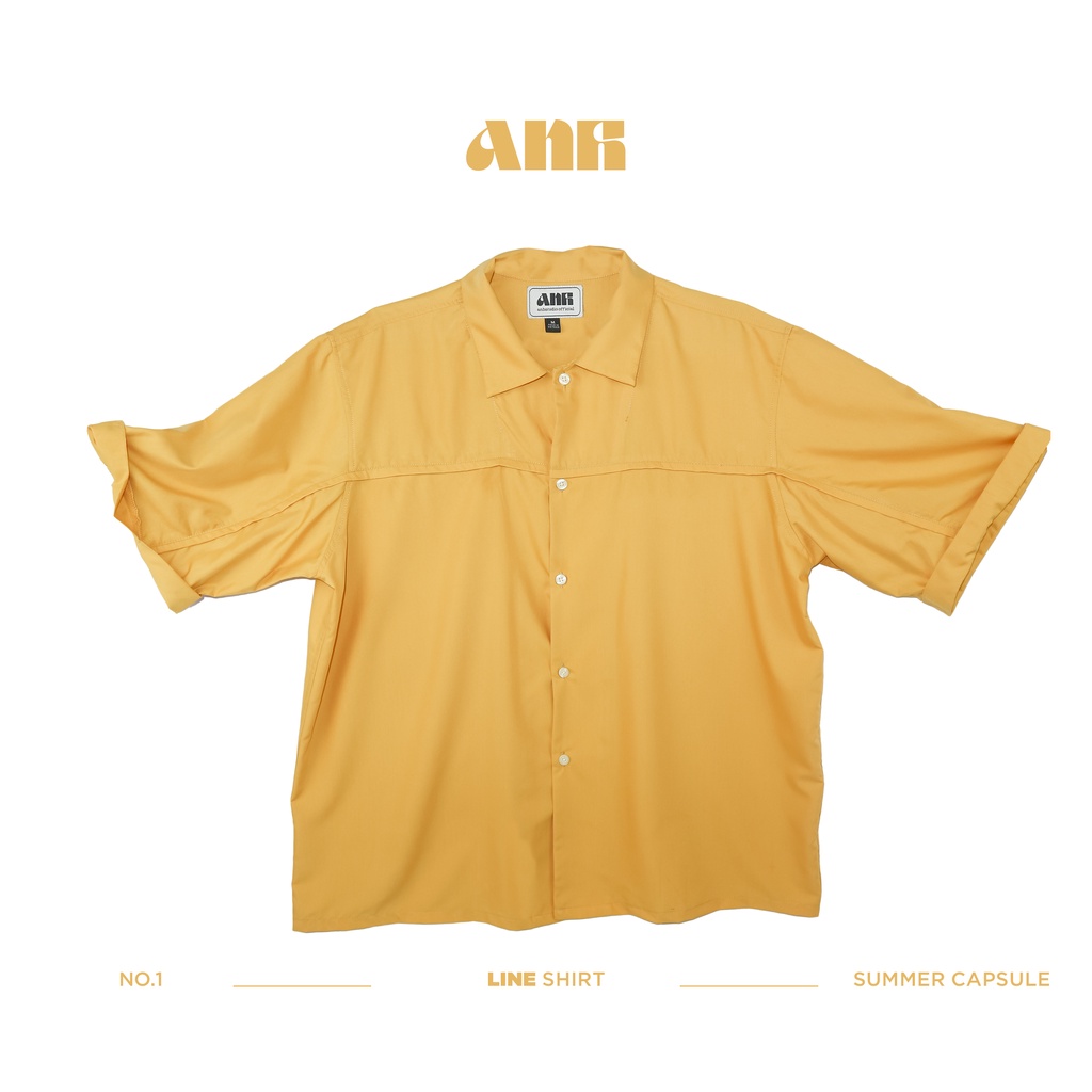 ÁO SƠ MI VẢI THÔ ƯỚT TAY NGẮN “𝐋𝐈𝐍𝐄 𝐒𝐇𝐈𝐑𝐓” UNISEX VÀNG MƠ
