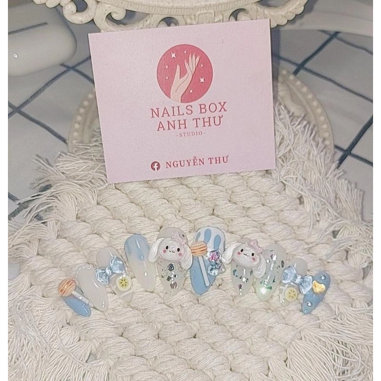 Nailbox thiết kế - Nailbox gắn thỏ và nơ siêu xinh