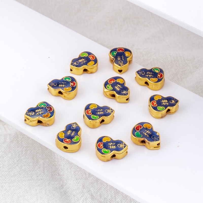 Vỏ Đồng 18k Lỗ Rỗng Màu Vàng Kim 8 * 10Mm Tự Thiết Kế Đục Lỗ Làm Vòng Tay/Dây Chuyền