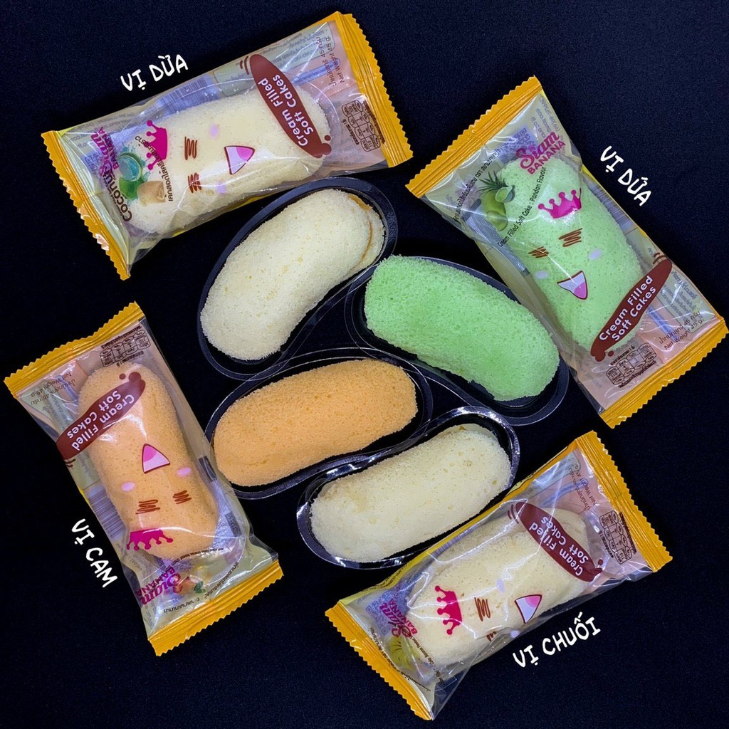 [Siêu Ngon] Lẻ 1 Bánh chuối Thái Lan, bông lan tươi nhân kem Siam Banana vị Chuối / Dứa / Cam / Dừa - Thái Lan | BigBuy360 - bigbuy360.vn