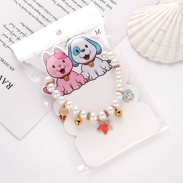Pet Bell Style Handmade Pearl Collar Cổ áo Vòng Cổ Thời Trang Dễ Thương Ba Phong Cách Chất Liệu Tùy Chọn Kích Thước Cổ áo Bền Có Thể điều Chỉnh