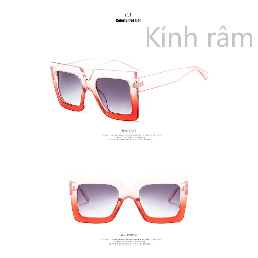 Kính mát hình vuông màu đen thiết kế mới 2019