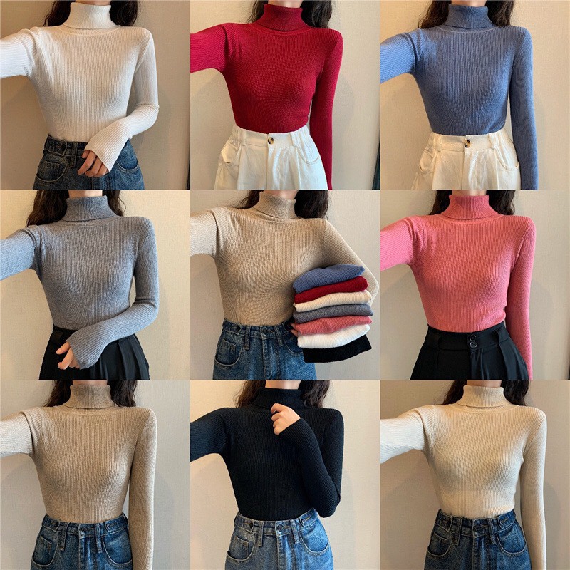 Áo Len Cổ Lọ Tay Dài, Áo Tăm Len Pha Lông Hàng Quảng Châu Cao Cấp | BigBuy360 - bigbuy360.vn