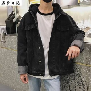 Áo khoác jean nam phối nón YET