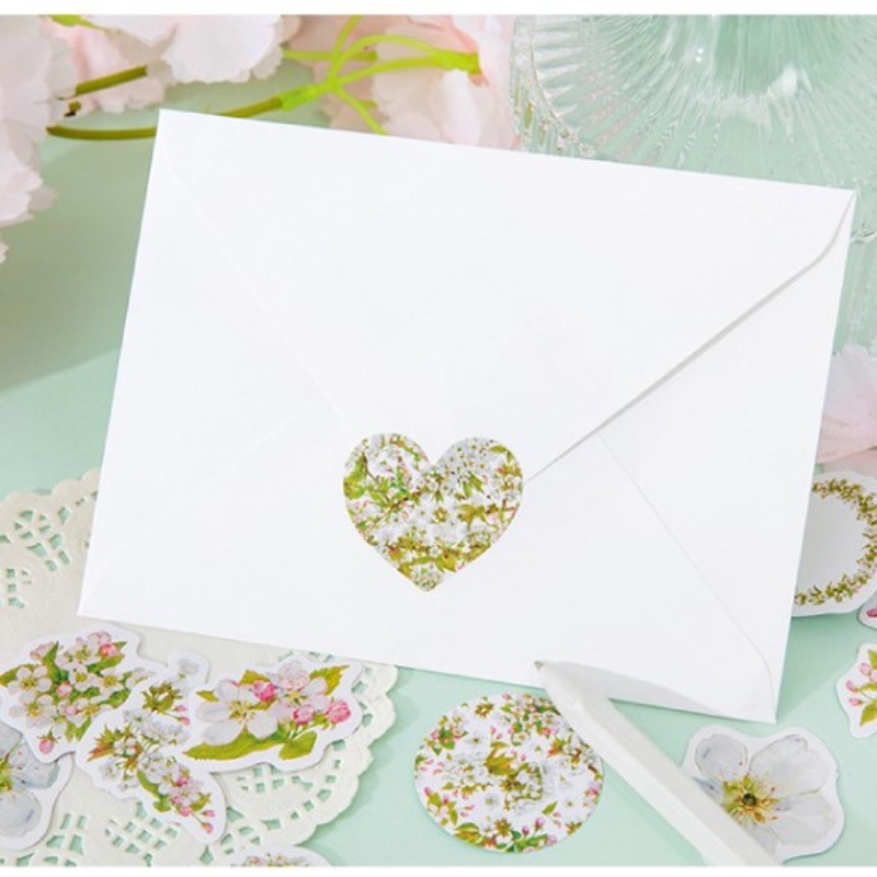 Hộp 46 Sticker Dán Nụ Hoa Anh Đào Trang Trí Sổ Tay Làm Đồ Handmade (Shop J-ArtPens)