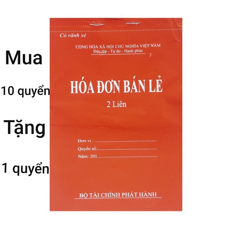 Hóa Đơn Bán Lẻ 2 liên, A5 loại dày, đẹp (100 tờ ). Mua 10 quyển tặng 1 quyển cùng loại
