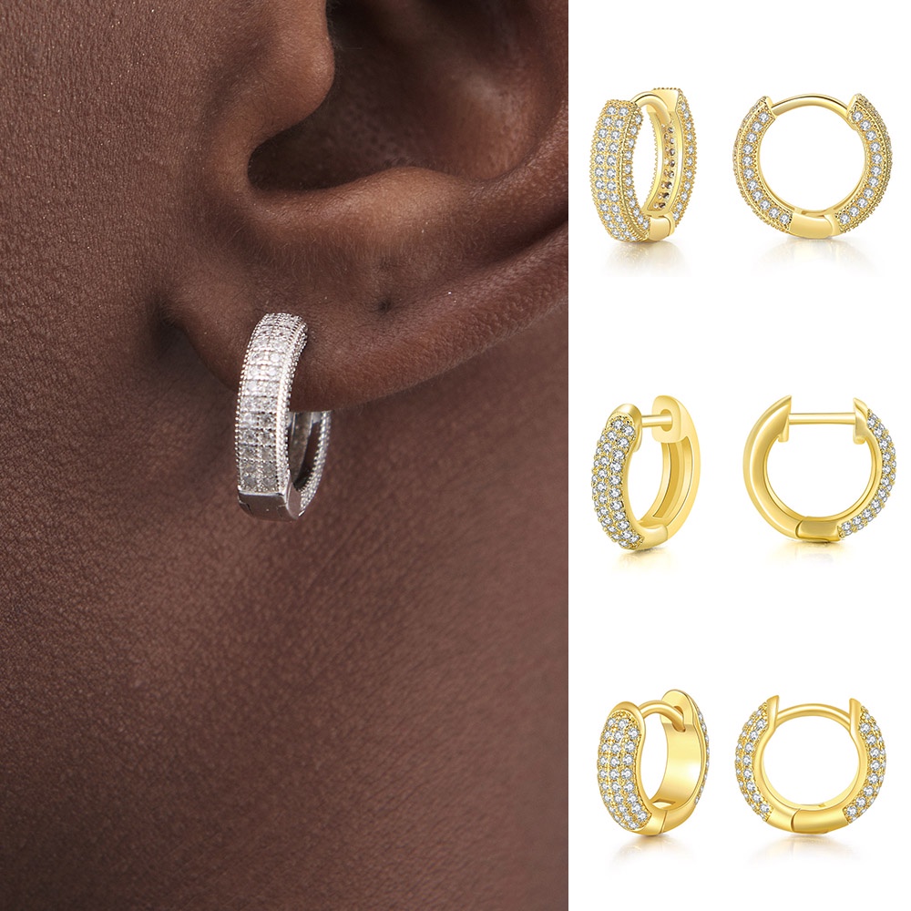 Khuyên Tai Tròn Đính Đá Zircon Thời Trang Cho Nam OHE033