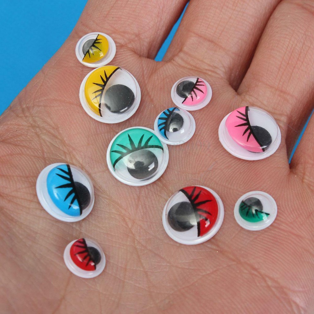 50PCs Coloured Eyelashes Wiggly Wobbly Googly Eyes Lash For DIY Craft Decor C