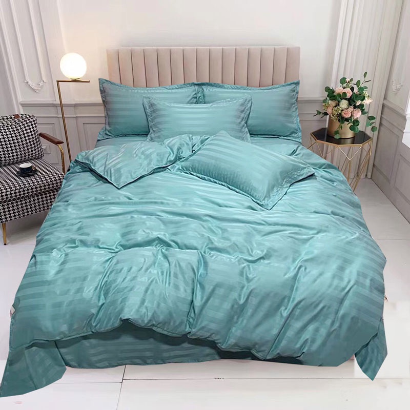 Bộ chăn ga gối cotton 3f kẻ sọc LIDACO vải dày mát nhiều mẫu lựa chọn